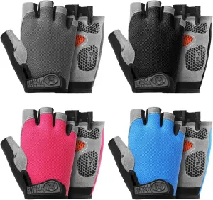 Patelai 4 Pairs Summer Workout Gloves Weight Lifting Fingerless Grip Gym Gloves with Full Palm Protection for Cycling Climbing Rowing Exercise Breathable Lightweight for Men and Women