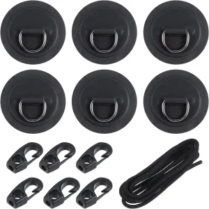 PATIKIL D-Ring Patch Stainless Steel D-Ring PVC Patch Pad No Glue Include with Elastic Cords and Hooks for Inflatable Boat Paddle Board Canoe Surfboard