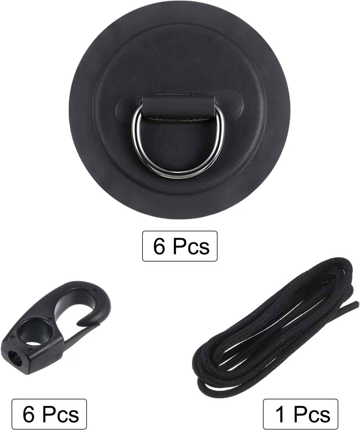 PATIKIL D-Ring Patch Stainless Steel D-Ring PVC Patch Pad No Glue Include with Elastic Cords and Hooks for Inflatable Boat Paddle Board Canoe Surfboard