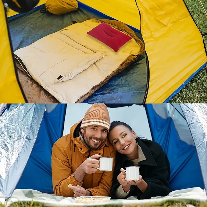 PATIKIL Inflatable Pillow, 2 Pack Ultralight Camping Travel Pillow Desk Rest Neck Support for Hiking Backpacking Office, Red Blue