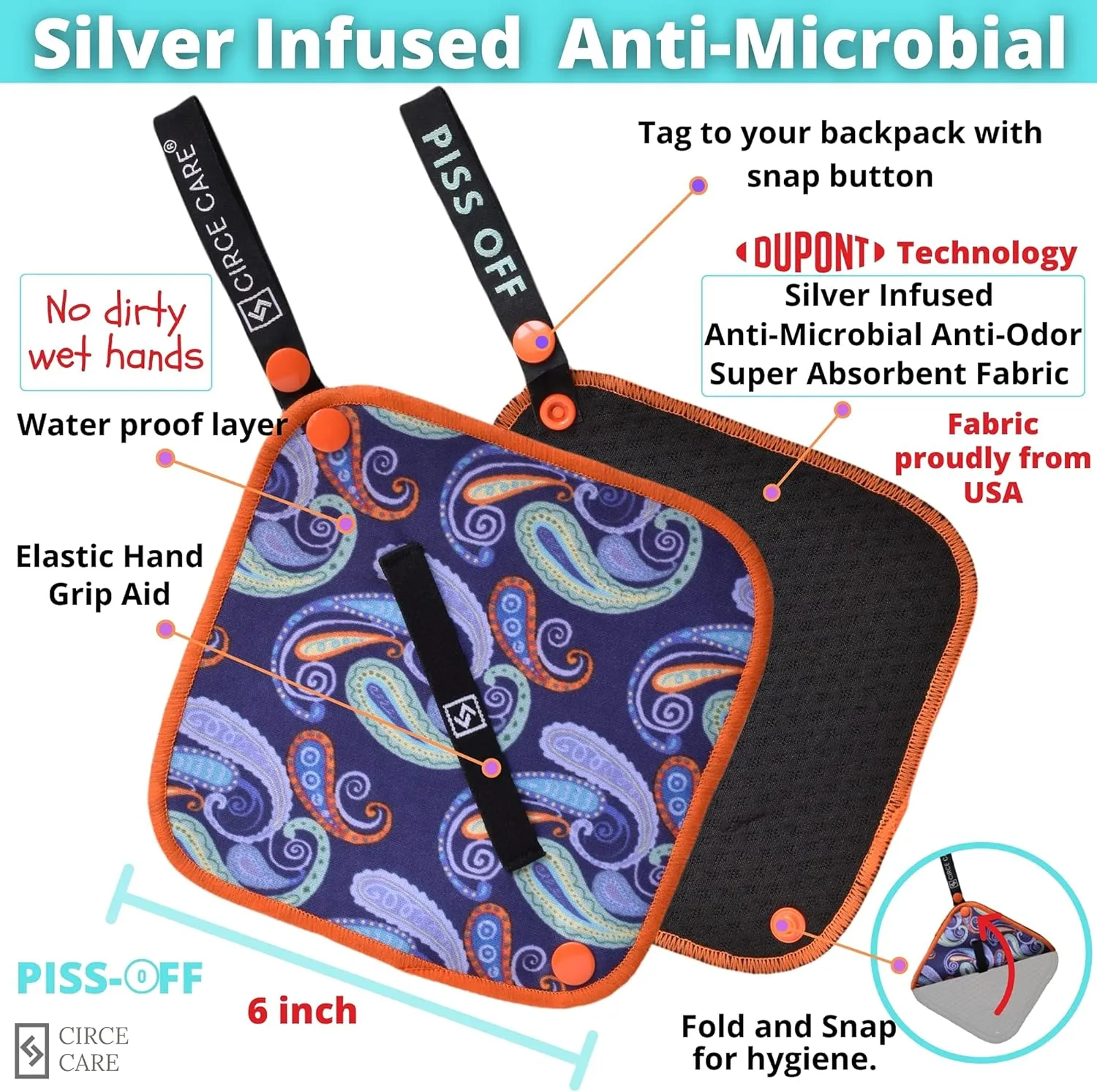 Pee Cloth: Silver Infused Pee rag for Women who Pee Outdoors, Reusable Absorbent Wipes, Eco-Friendly alt. to Toilet Paper, Hygienic Female Urination Solution for Camping, Hiking, Travel.