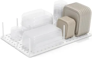 Peggy Kitchen Drawer Cupboard Organizer Tray - Adjustable Storage System For Food Containers, Cookware, Serveware, Utensils and More, White