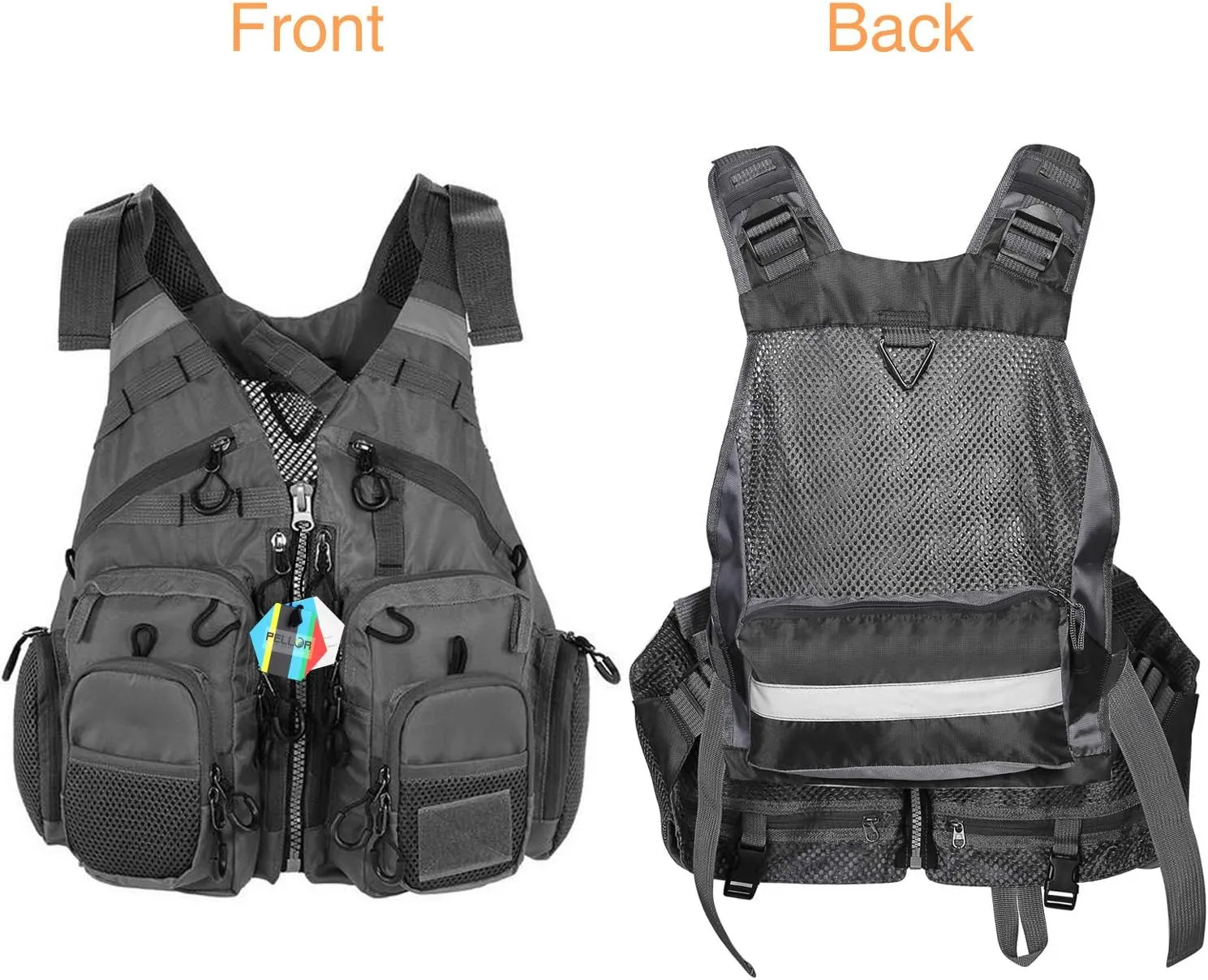 PELLOR Fly Fishing Vest, Fishing Gear Outdoor Backpack Breathable Mesh Fishing Vest Backpack for Camping Hunting