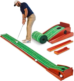 Perfect Practice Golf Putting Mat with Ball Return - Portable Practice Putting Green - Training Aid for Indoor, Outdoor Golf Practice at Home, Office, Backyard - Golfing Gifts for Men