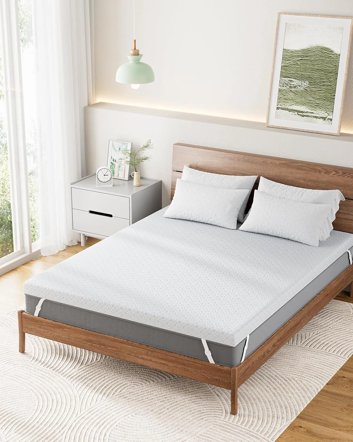 PERLECARE King Mattress Topper - 3 Inch Cooling Memory Foam Mattress Pad for Back Pain,Bed Topper with Bamboo Cover,Removable & Washable & Non-Slip,CertiPUR-US & Oeko-Tex Certified