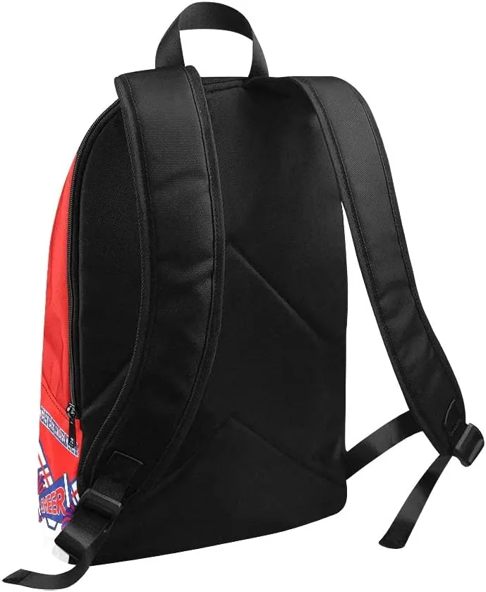Personalized Cheerleader Red Blue & White Backpack with Name Custom Travel Daypack Bag for Man Woman Gifts