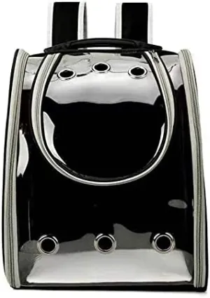 Pet Bag,Transparent, Porous,Breathable,Portable and Comfortable Pet Backpack,Selected PVC   Oxford Cloth, Airline Approved(Black)