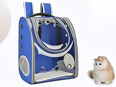 Pet Bag,Transparent, Porous,Breathable,Portable and Comfortable Pet Backpack,Selected PVC   Oxford Cloth, Airline Approved(Black)