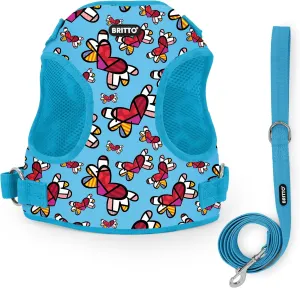 Pet Harness & Leash by Romero Britto - Adjustable, Colorful Flying Hearts Design in 5 Sizes - Stylish & Durable Walking Accessory for Small Dogs & Cats, Extra Small (XS)