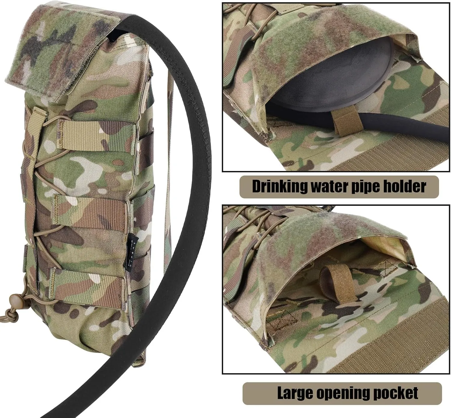 PETAC GEAR 1.5L / 3L Tactical Hydration Pack，Molle Carrier Pouch for 50 oz /100 oz Hydration Bladder Daypack Water Backpack.