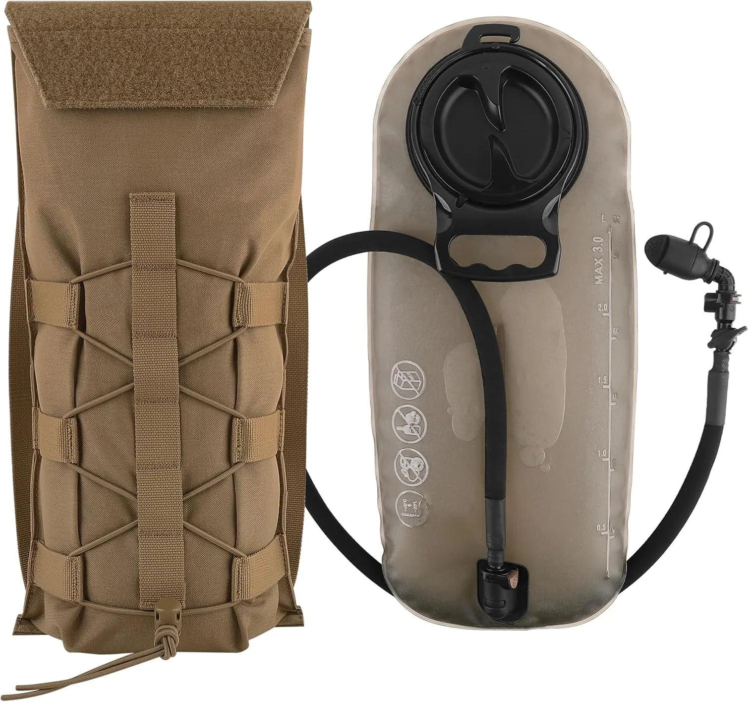 PETAC GEAR 1.5L / 3L Tactical Hydration Pack，Molle Carrier Pouch for 50 oz /100 oz Hydration Bladder Daypack Water Backpack.