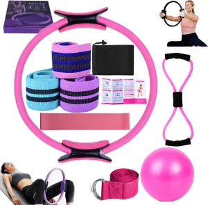 Pilates Essentials Kit for Women, Better Me Pilates Kit for Home Workouts, Pilates Rings Booty Bands for Working Out Glutes Yoga Ball 25cm Figure 8 Resistance Band Yoga Bands for Stretching