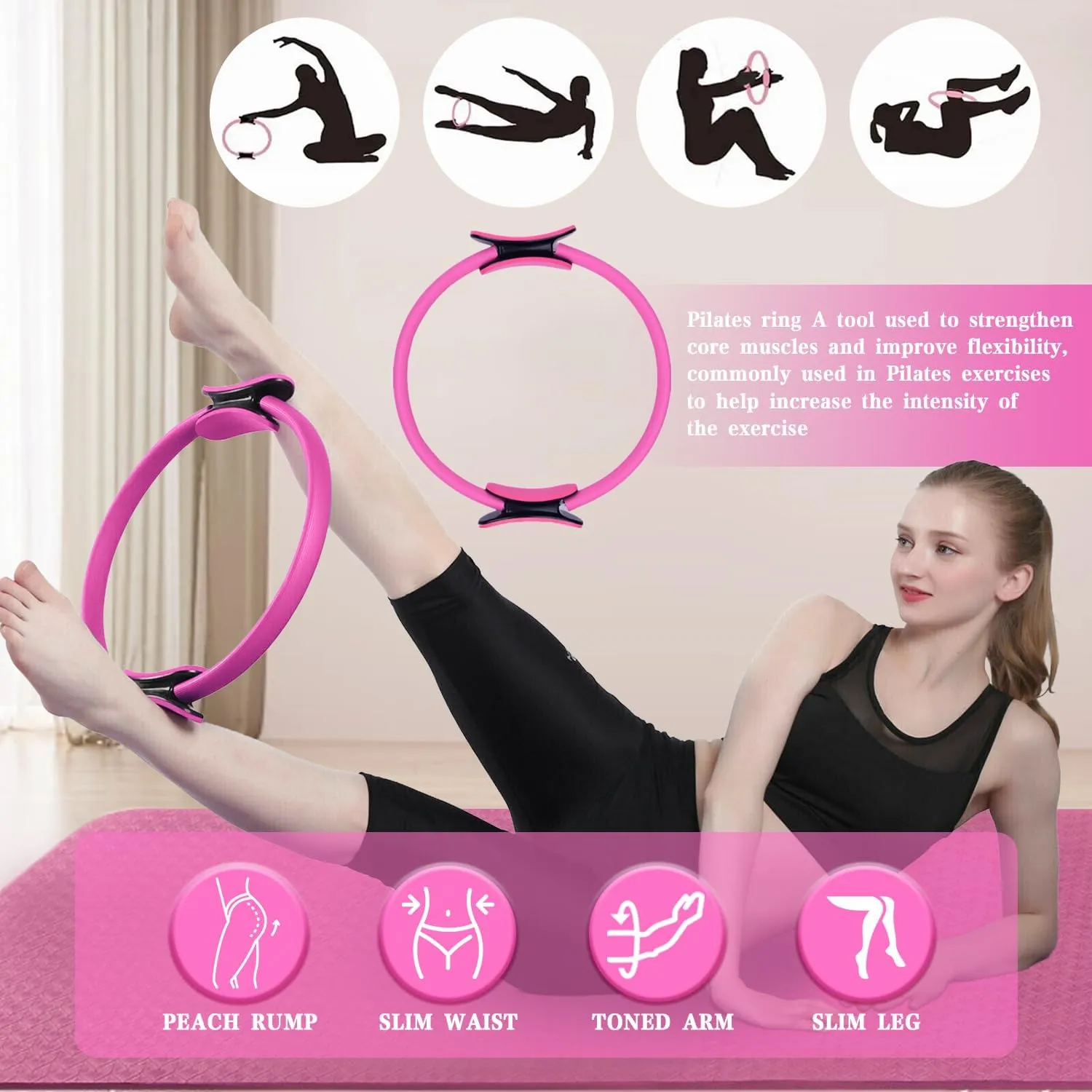 Pilates Essentials Kit for Women, Better Me Pilates Kit for Home Workouts, Pilates Rings Booty Bands for Working Out Glutes Yoga Ball 25cm Figure 8 Resistance Band Yoga Bands for Stretching