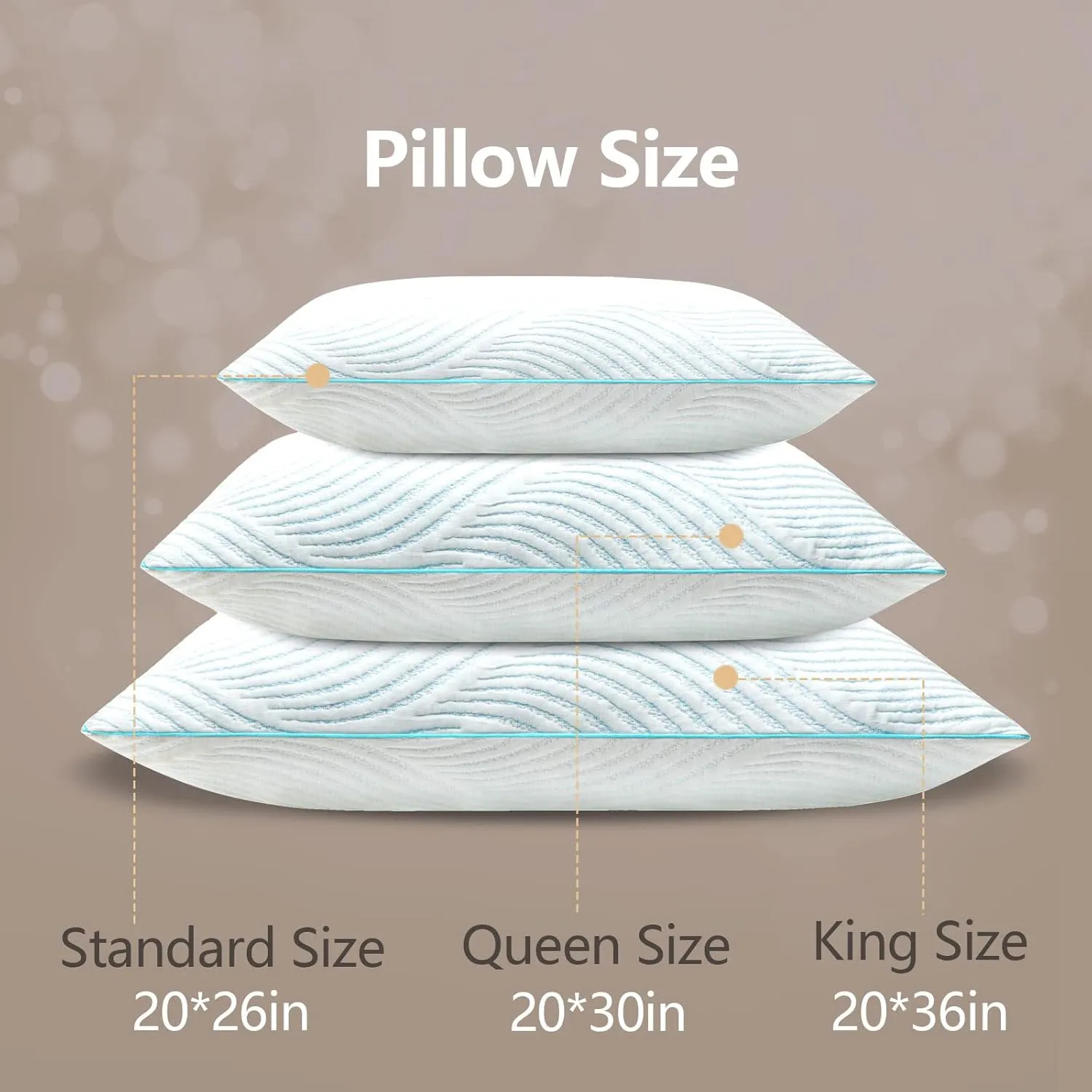 Pillows Queen Size Set of 2 Cooling Memory Foam Pillows for Sleeping Adjustable Medium Firm Back and Side Sleeper