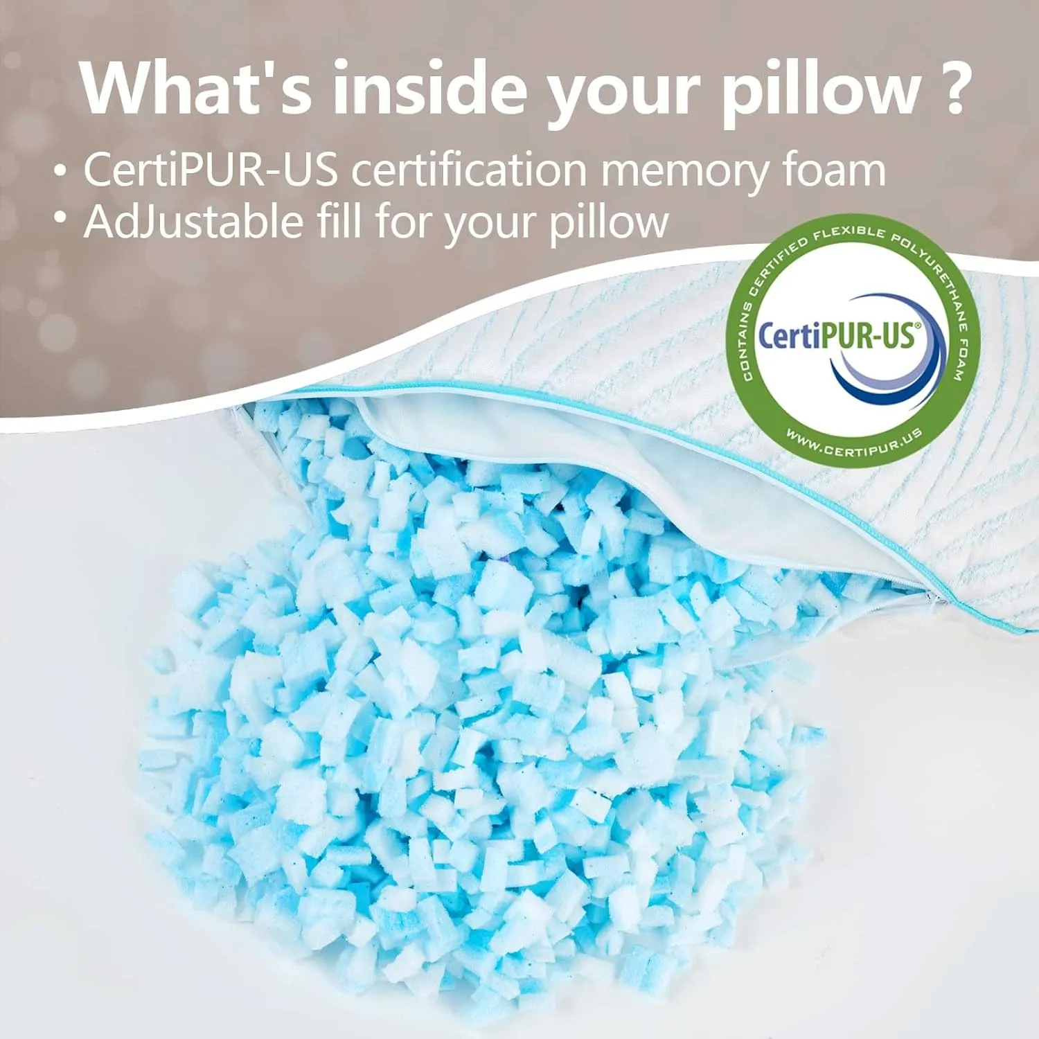 Pillows Queen Size Set of 2 Cooling Memory Foam Pillows for Sleeping Adjustable Medium Firm Back and Side Sleeper