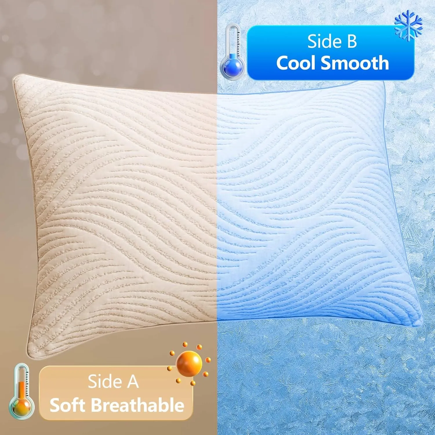 Pillows Queen Size Set of 2 Cooling Memory Foam Pillows for Sleeping Adjustable Medium Firm Back and Side Sleeper