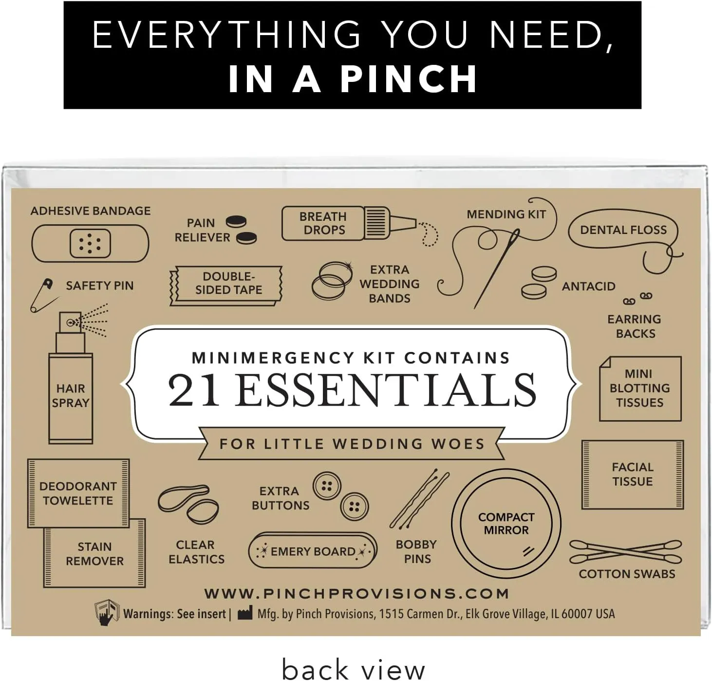 Pinch Provisions Velvet Minimergency Kit for Bridesmaids, Includes 21 Emergency Wedding Day Must-Have Essentials, Perfect Bridal Shower and Bridesmaids Proposal Gift