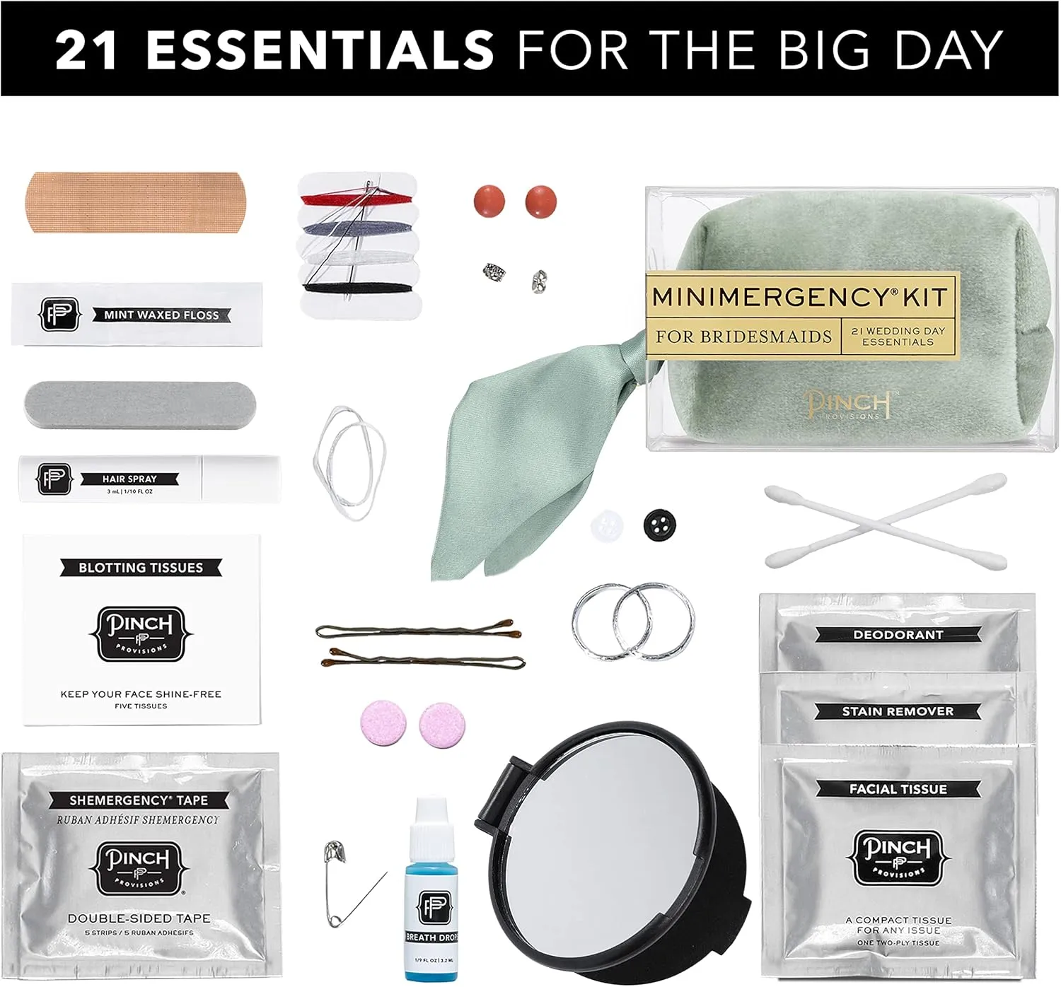 Pinch Provisions Velvet Minimergency Kit for Bridesmaids, Includes 21 Emergency Wedding Day Must-Have Essentials, Perfect Bridal Shower and Bridesmaids Proposal Gift