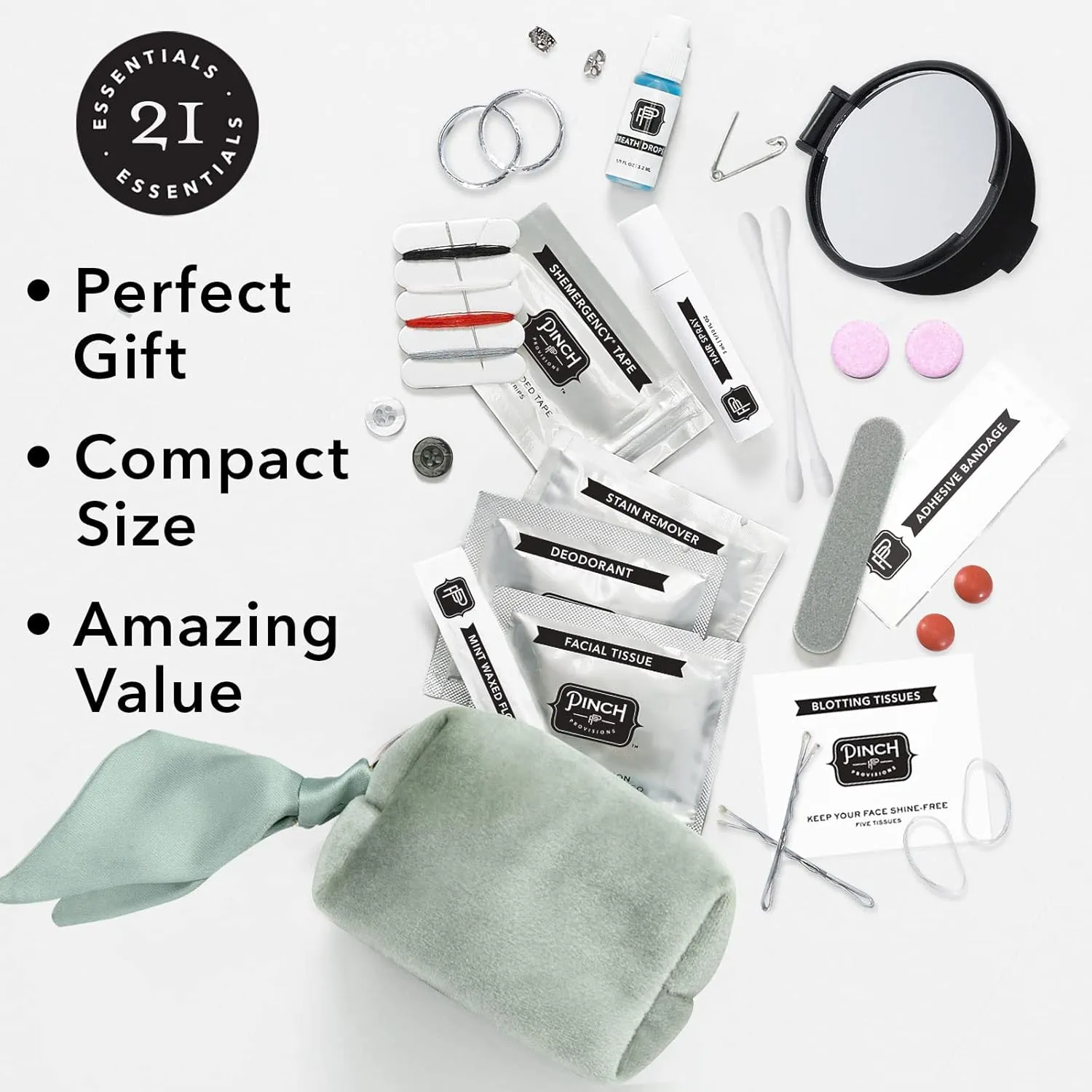 Pinch Provisions Velvet Minimergency Kit for Bridesmaids, Includes 21 Emergency Wedding Day Must-Have Essentials, Perfect Bridal Shower and Bridesmaids Proposal Gift