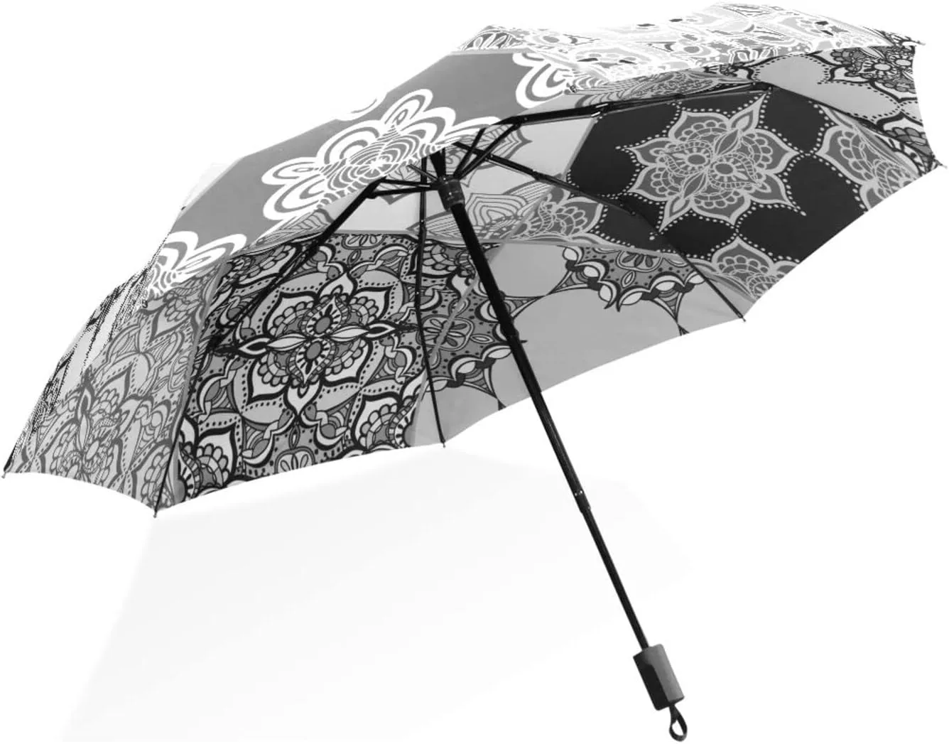 Poeticcity Rain Travel Umbrella, Hand Open Close Windproof Waterproof Folding Umbrella, Compact Canopy Strong Ray Parasol Umbrella