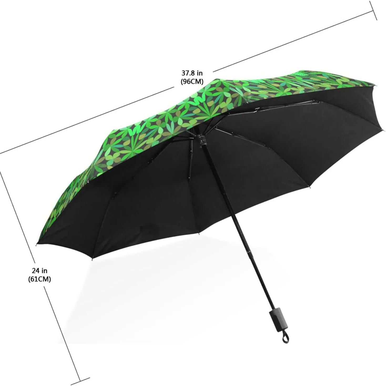 Poeticcity Travel Umbrella, Hand Open Close Windproof Waterproof Folding Umbrella, Black Tape Compact Canopy Strong Anti UV Ray Parasol