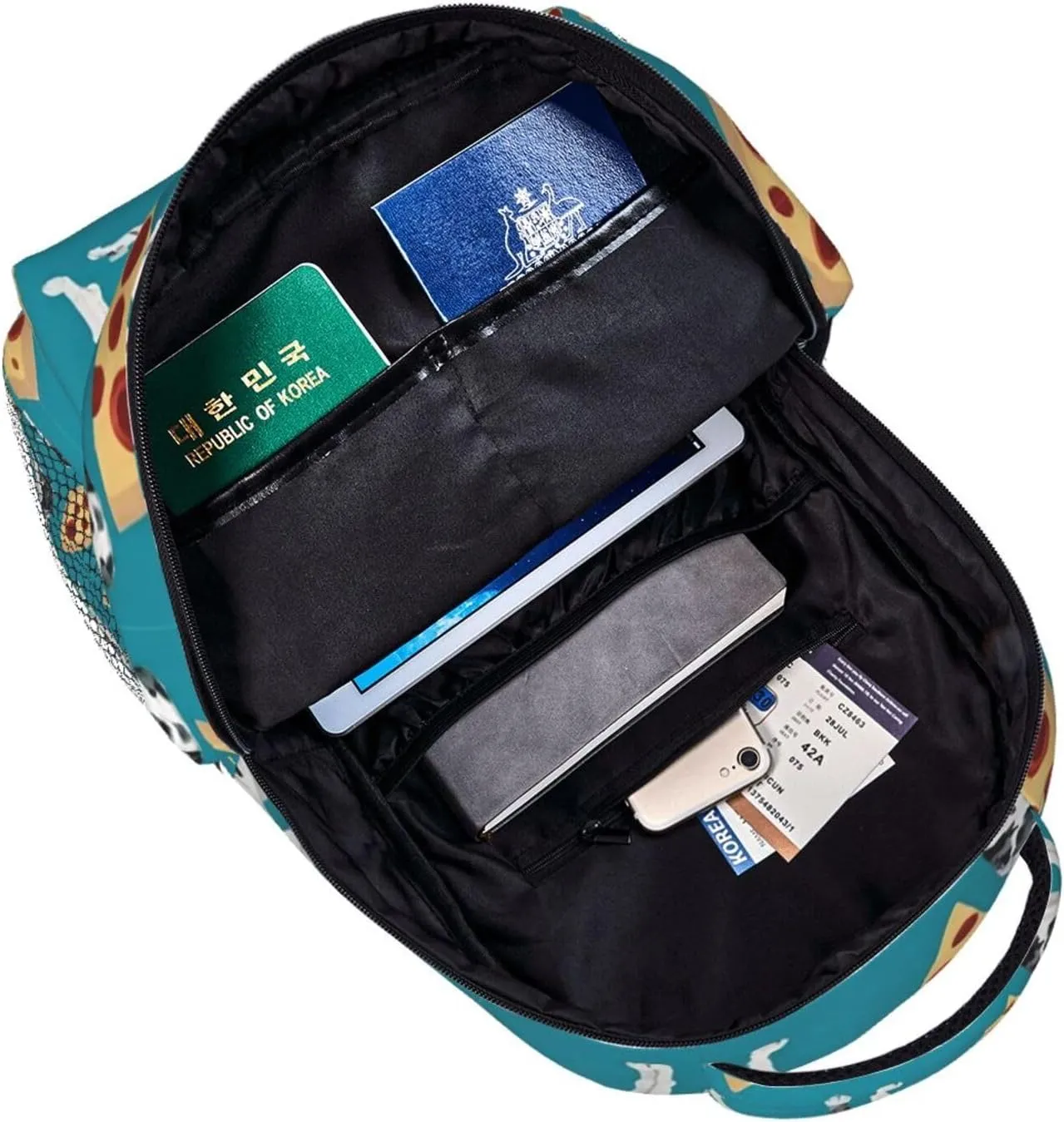 Polyester Daypack for Hiking Work Running - Big Capacity Anti-Theft Multipurpose Shoulder Bag, Great Dane Dog Pizza Art Travel and Sport Backpack Rucksack