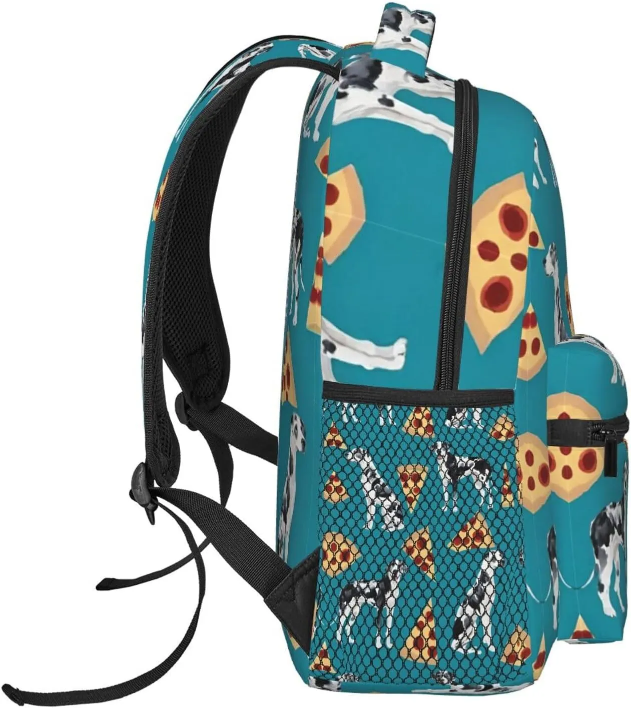 Polyester Daypack for Hiking Work Running - Big Capacity Anti-Theft Multipurpose Shoulder Bag, Great Dane Dog Pizza Art Travel and Sport Backpack Rucksack