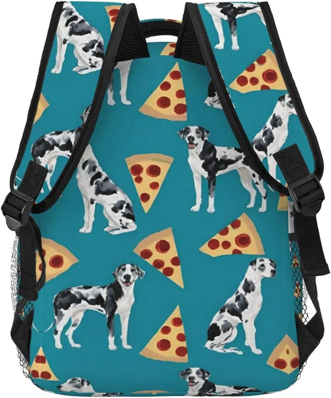Polyester Daypack for Hiking Work Running - Big Capacity Anti-Theft Multipurpose Shoulder Bag, Great Dane Dog Pizza Art Travel and Sport Backpack Rucksack