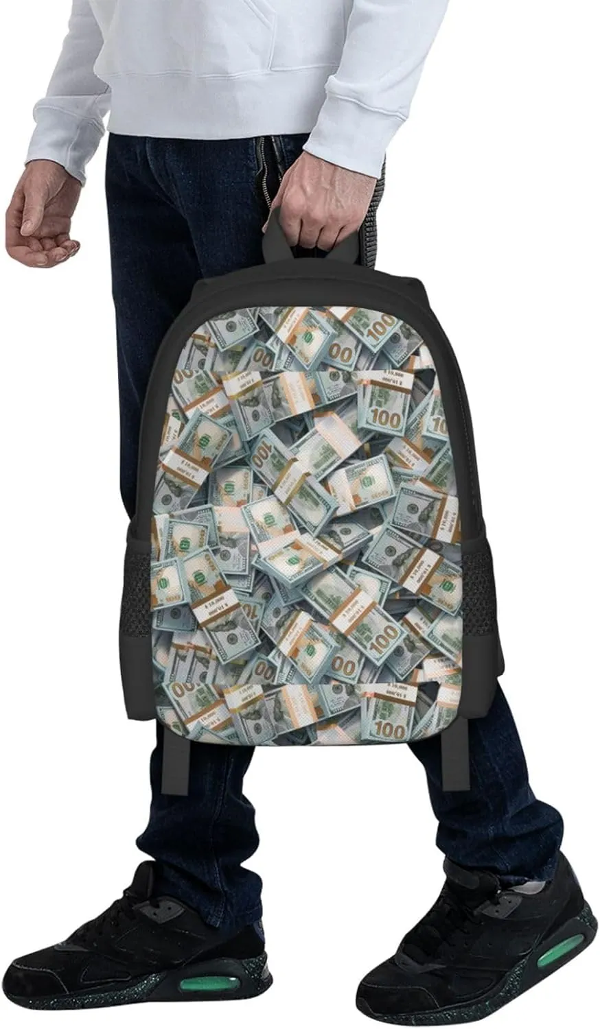 Polyester Rucksack for Money American Bill Dollar Traveling & Camping Backpack - Large Capacity Multipurpose Anti-Theft Bookbag for Men Women