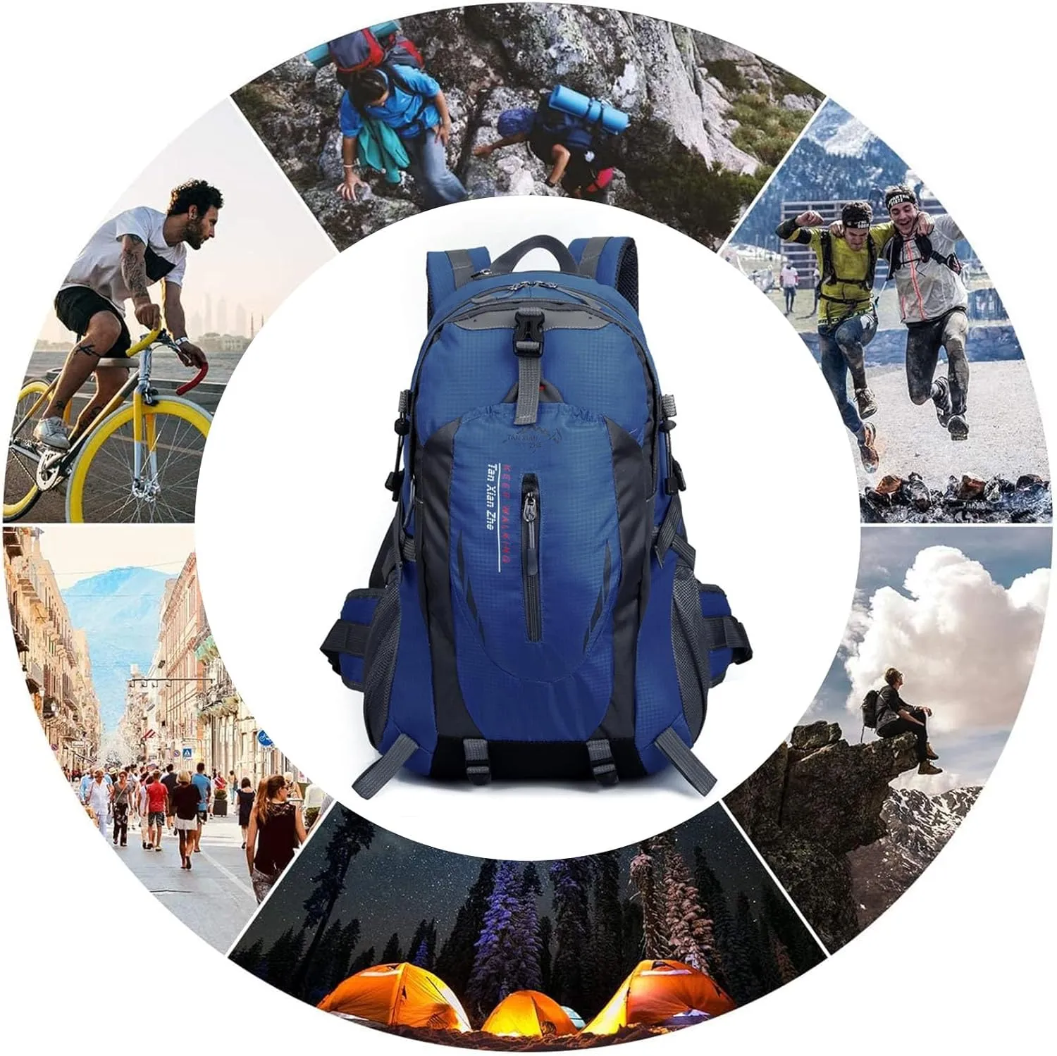 PORRASSO 40L Hiking Backpack Trekking Rucksack Waterproof Daypack Durable Backpack for Women Men Cycling Climbing Outdoor Sports Dark Blue