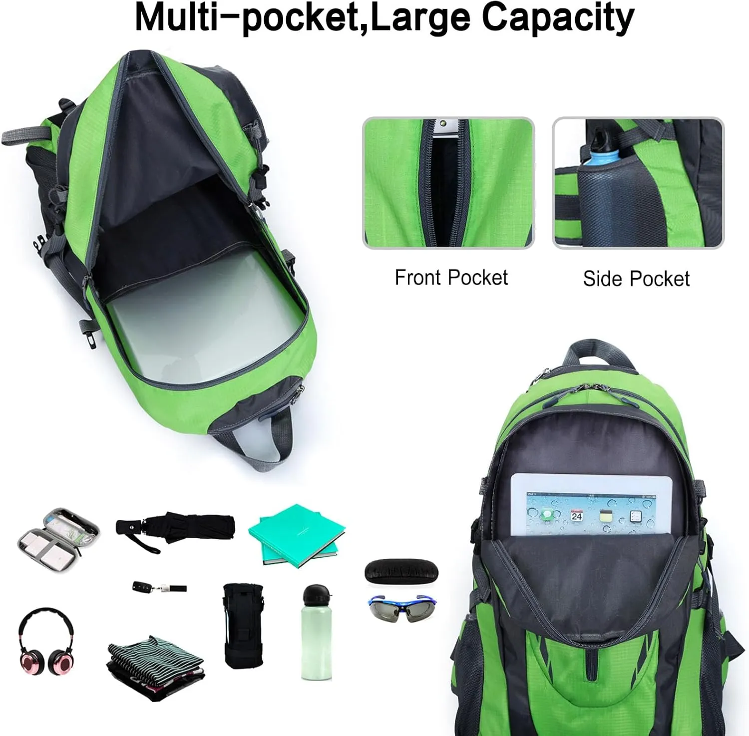 PORRASSO 40L Hiking Backpack Trekking Rucksack Waterproof Daypack Durable Backpack for Women Men Cycling Climbing Outdoor Sports Dark Blue