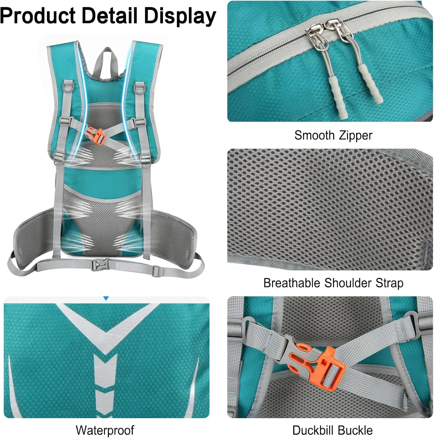 PORRASSO Hiking Backpack Waterproof Daypack 20L Rucksack Breathable Backpack for Women Men Trekking Cycling Climbing Outdoor Sports Dark Blue