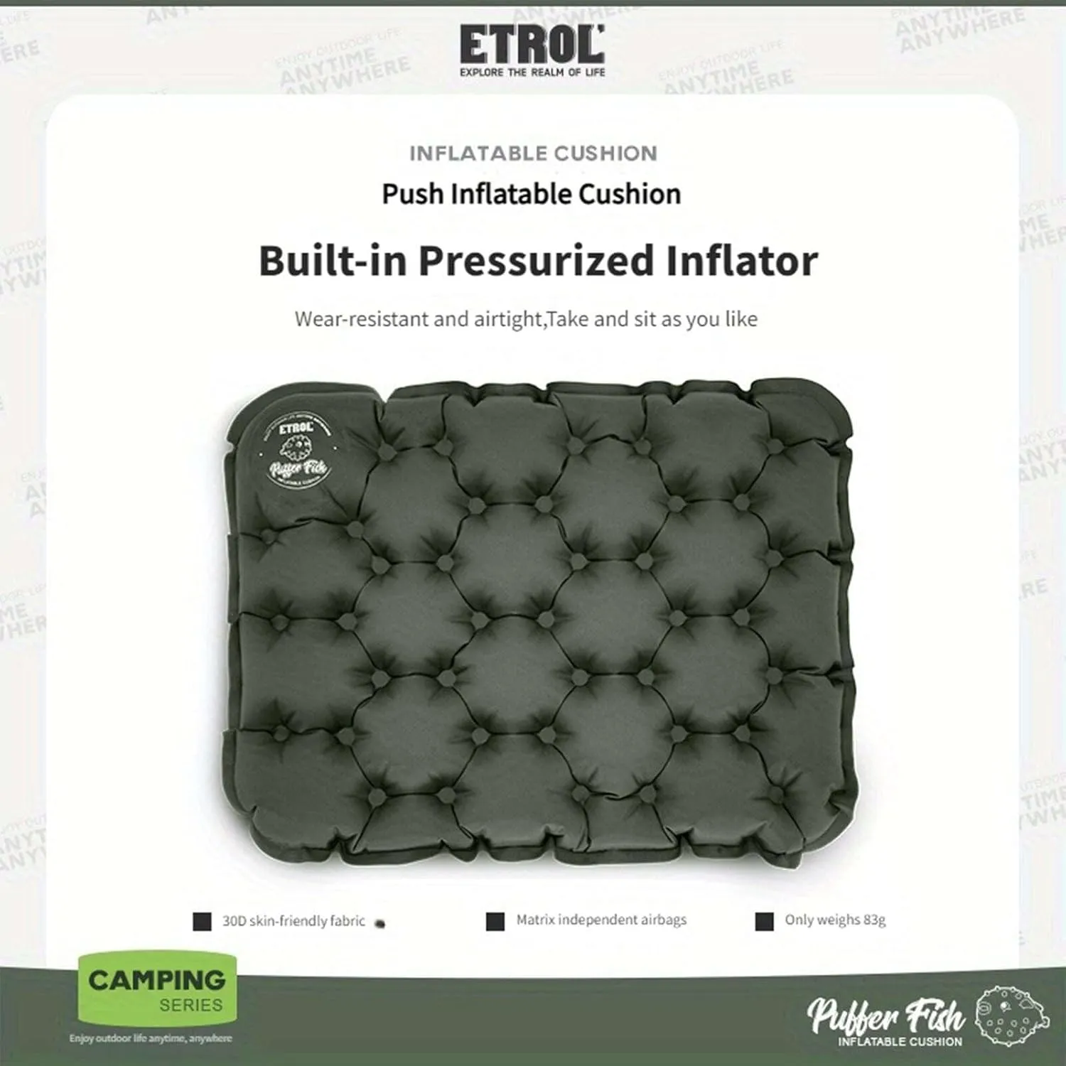 Portable Inflatable Seat Cushion, Lightweight Camping Air Sitting Pad with Storage bag and Repair Cloths, Waterproof Air Bleacher Seat Cushion for Climbing Hiking Office Airplane Car Stadium Seat