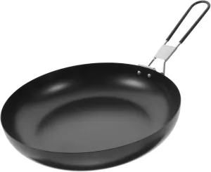 Portable Non Stick Frying Pan for Outdoor Cooking Lightweight Iron Saucepan with Folding Handle for Camping Hiking and Bbq Practical Cookware