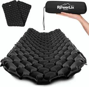 POWERLIX Sleeping Pad – Ultralight Inflatable Sleeping Mat, Ultimate for Camping, Backpacking, Hiking – Airpad, Inflating Bag, Carry Bag, Repair Kit – Compact & Lightweight Air Mattress (Black)