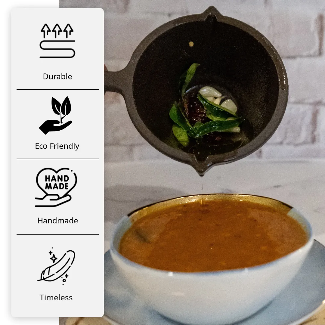 Pre-seasoned Cast Iron Tadka Pan 100% Natural & Toxin Free