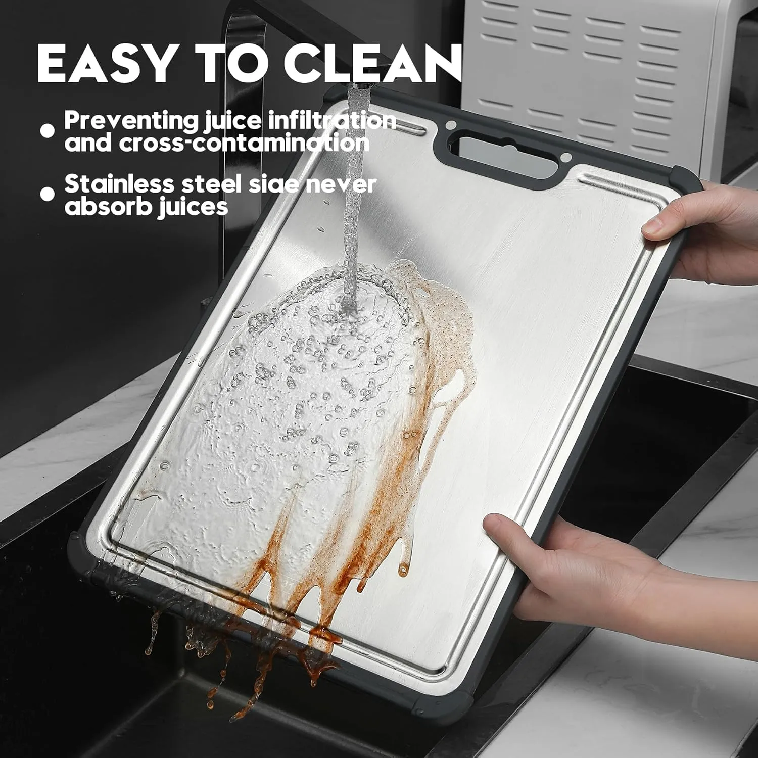 Premium 316 Stainless Steel Cutting Board for Kitchen Extra Large 16.9" x 11.8" Best Non-Toxic Chopping Board for Meat Food-Grade Metal & Eco-Friendly Wheat Straw Dual-Sided Healthy Kitchen Essential