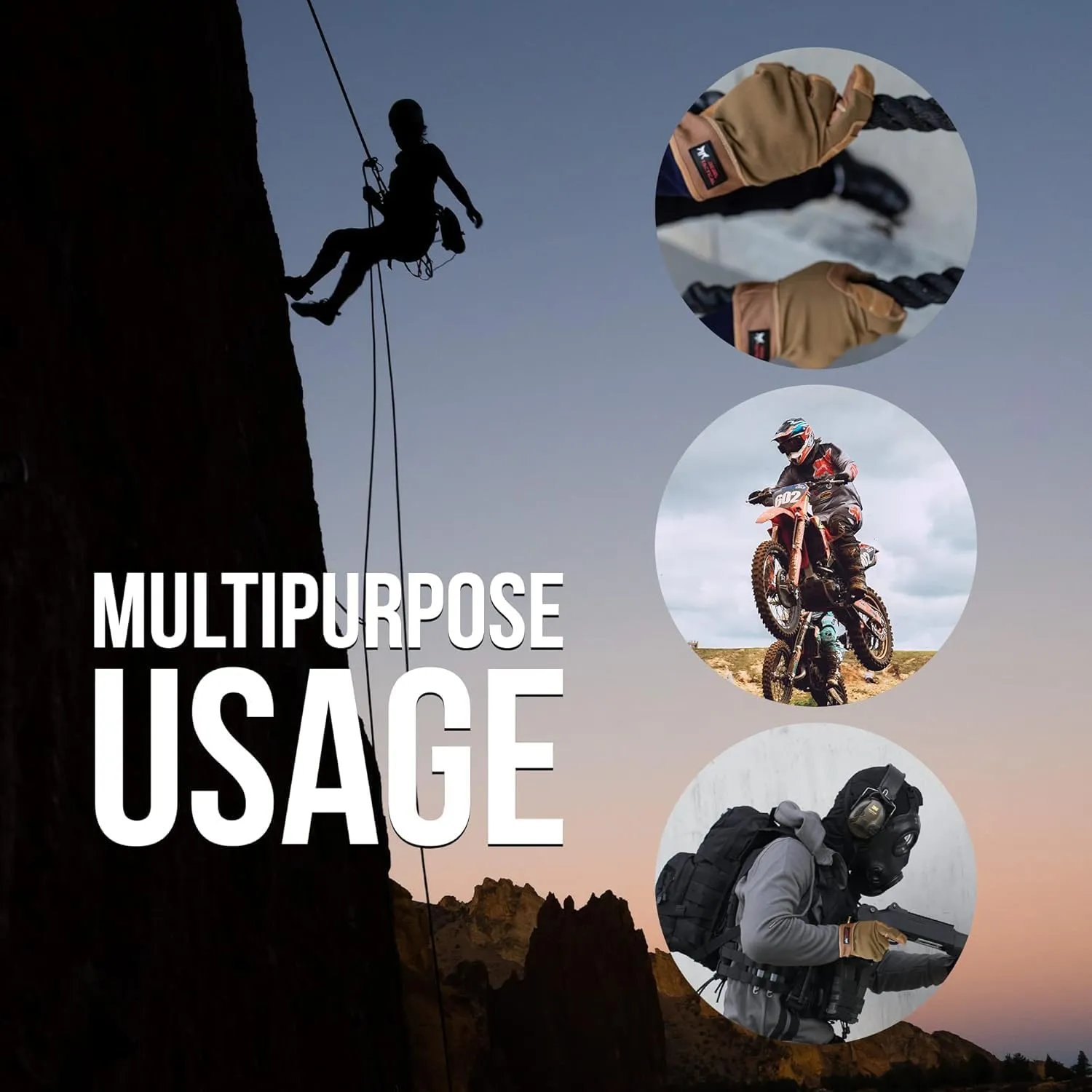 Premium Leather Rappel Gloves for Climbing and Rappelling - Durable and Protective Outdoor Gear Non-Slip Grip
