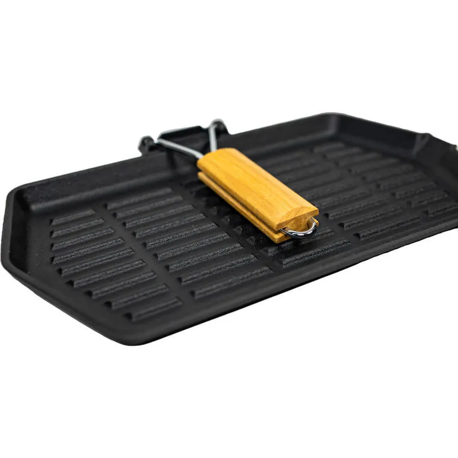 Preseasoned Cast Iron Frypan with Folding Handle 210mm x 350mm | Supex
