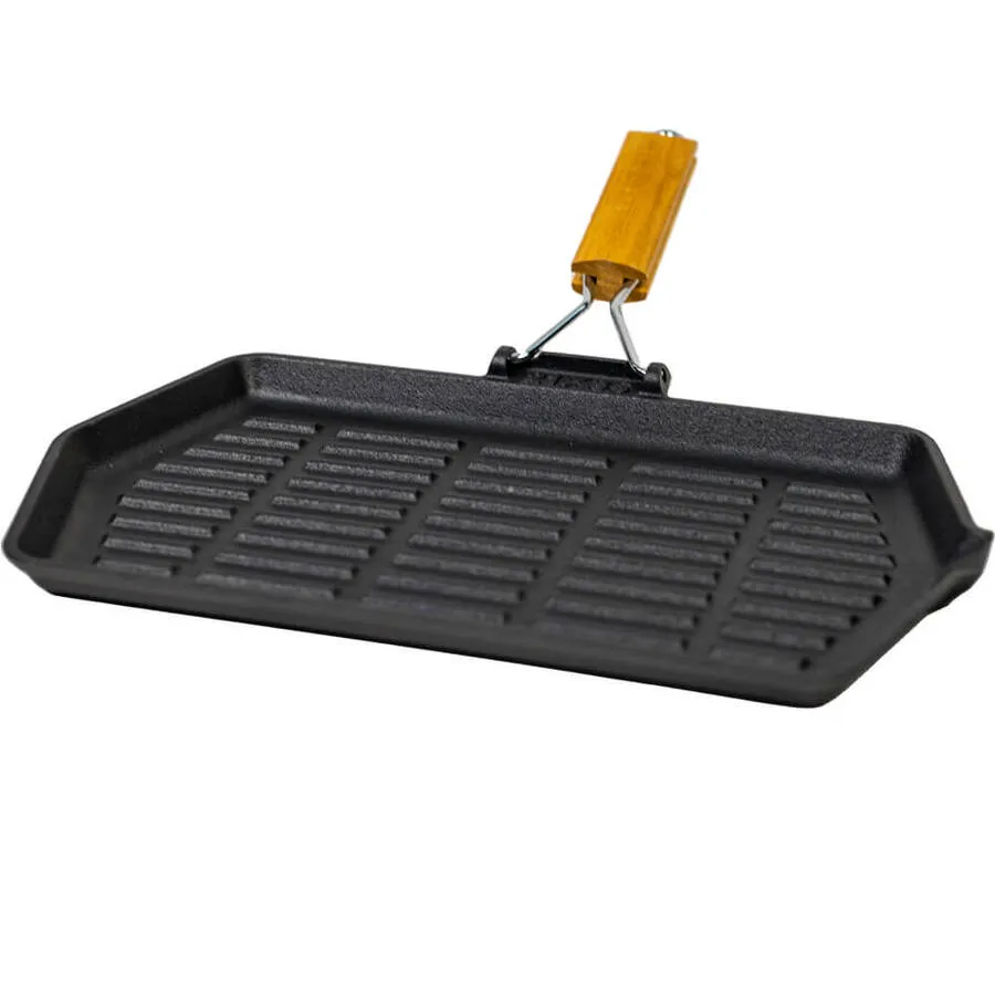 Preseasoned Cast Iron Frypan with Folding Handle 210mm x 350mm | Supex
