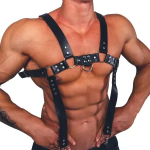 PU Leather Harness For Men Adjustable Buckle Body Chest Garter Belt Cosplay Nightclub Sexy Punk Chest Belt Clubwear