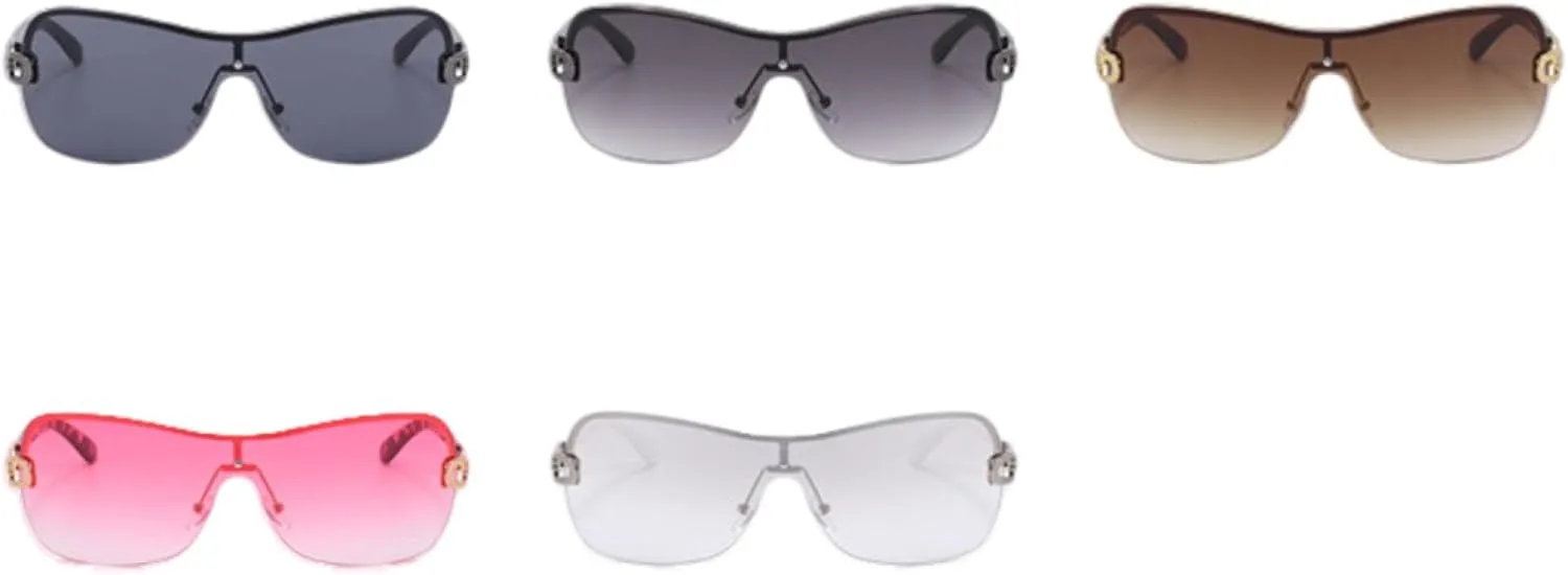 Punk Trendy Rimless Sunglasses Women's One Body Type Fashion Oval Sun Glasses Summer Trend Men Eyewear Uv400