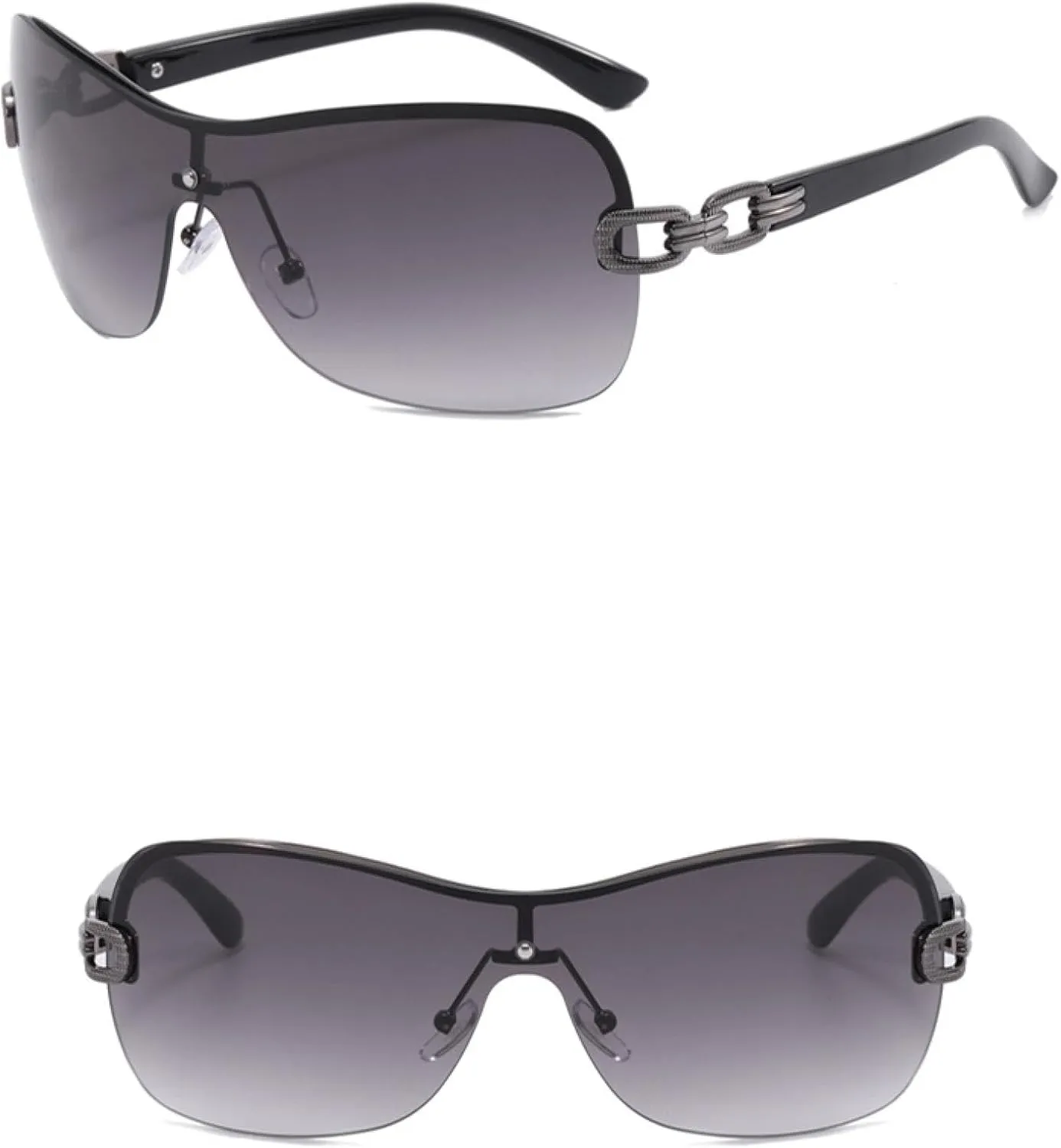 Punk Trendy Rimless Sunglasses Women's One Body Type Fashion Oval Sun Glasses Summer Trend Men Eyewear Uv400