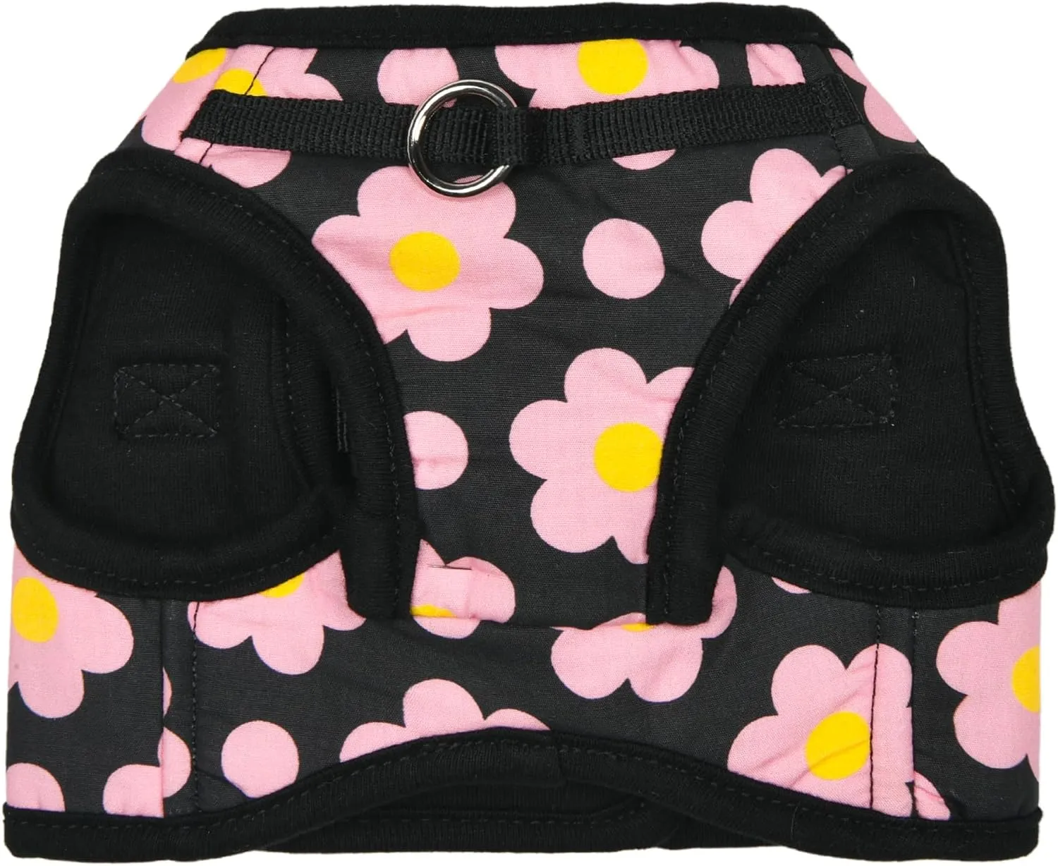 Puppia Bacopas Dog Vest Harness B (Step-in) Fashionable Flower Pattern Spring Summer Harness for Small and Medium Dogs, Black, Medium