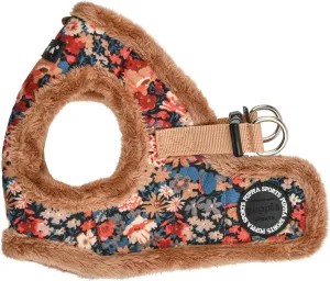 Puppia Gianni Vest Dog Harness Step-in Warm Winter Flower Pattern for Small and Medium Dog, Beige, Small
