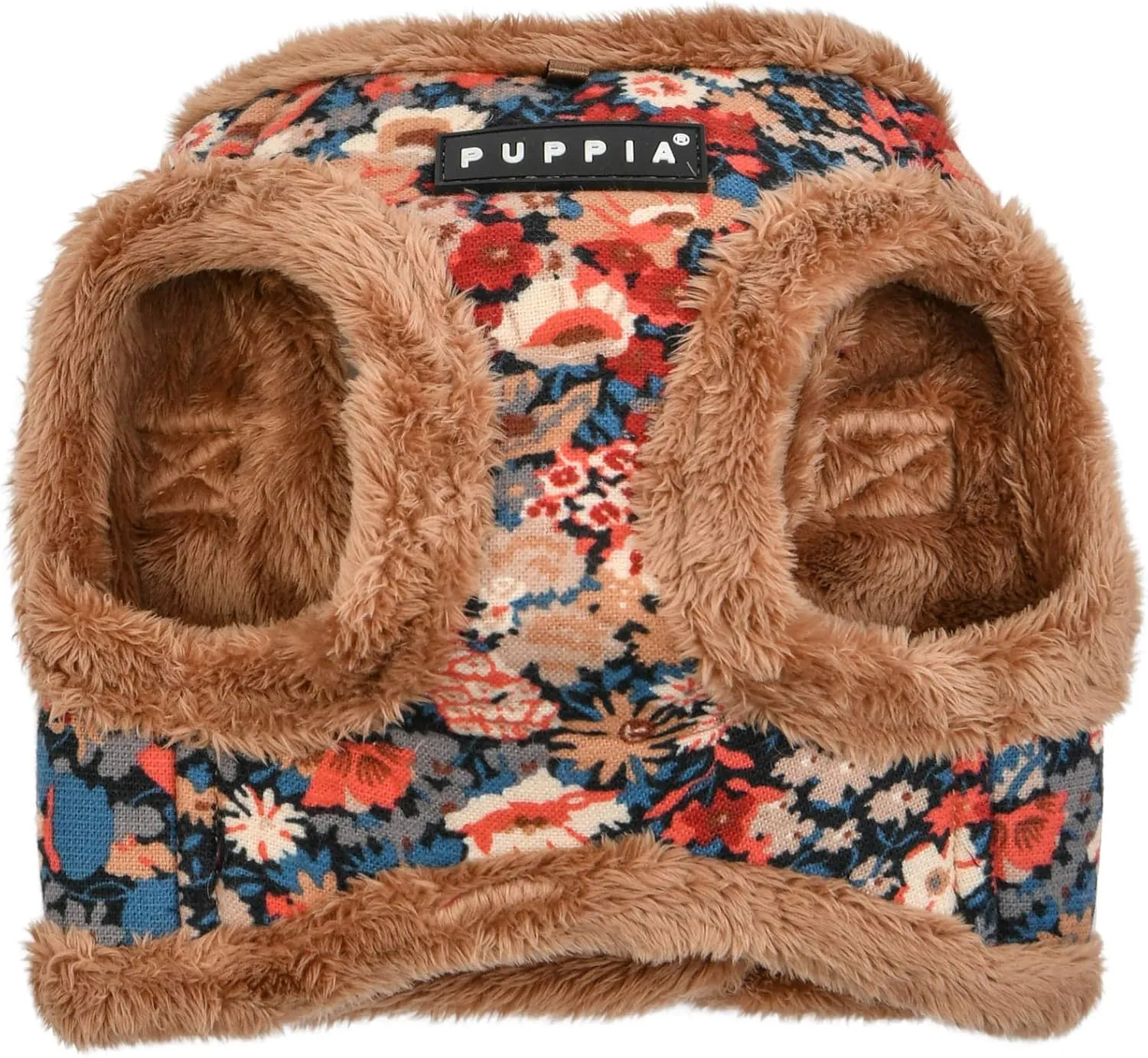 Puppia Gianni Vest Dog Harness Step-in Warm Winter Flower Pattern for Small and Medium Dog, Beige, Small