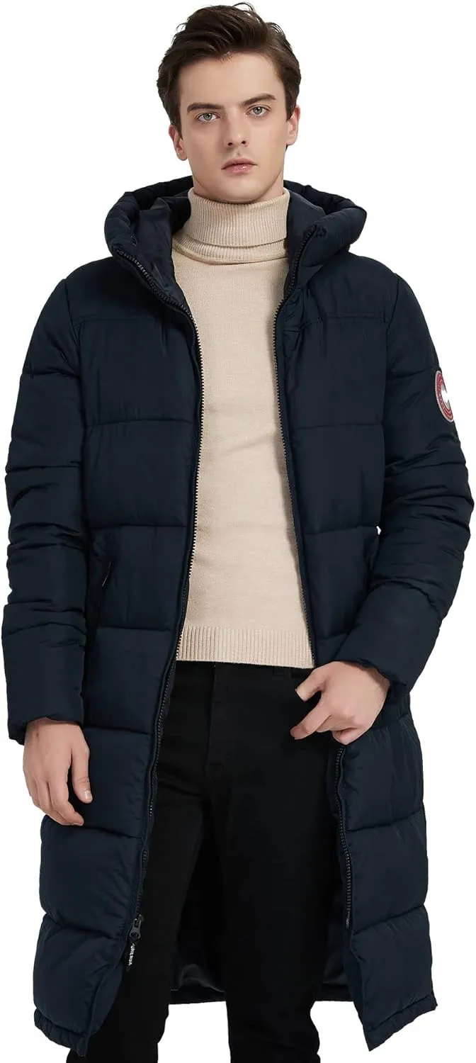 PUREMSX Unisex Long Puffer Coat, Winter Warm Thick Insulated Windproof Outdoor Padded Parka Jacket
