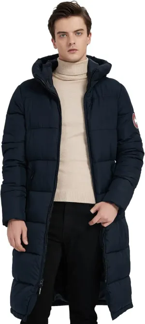 PUREMSX Unisex Long Puffer Coat, Winter Warm Thick Insulated Windproof Outdoor Padded Parka Jacket