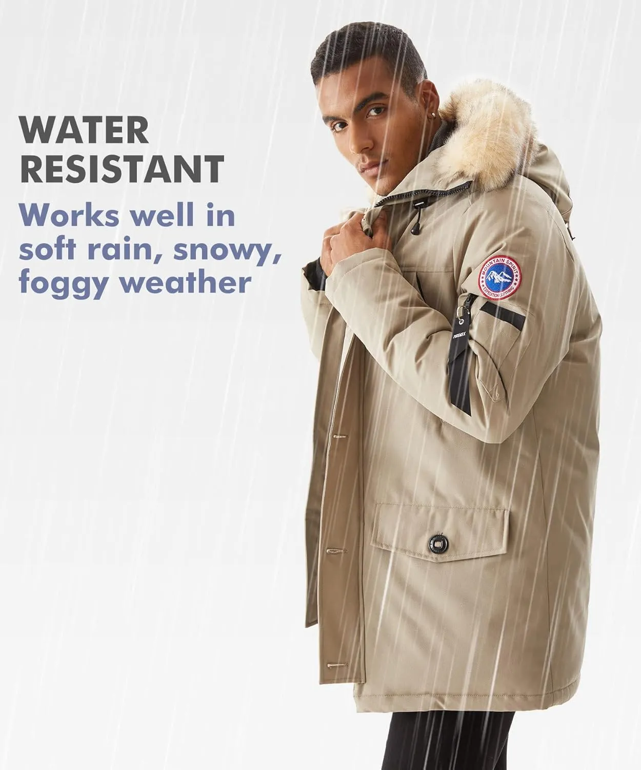 PUREMSX Winter Jackets for Men, Insulated Thick Warm Padded Puffer Coat with Fur Hood