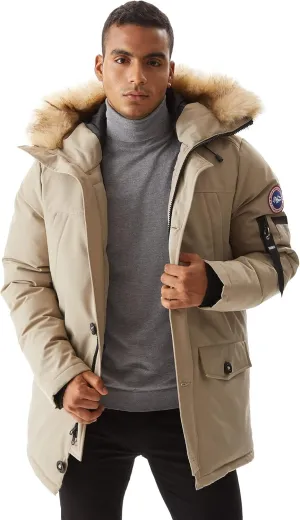PUREMSX Winter Jackets for Men, Insulated Thick Warm Padded Puffer Coat with Fur Hood
